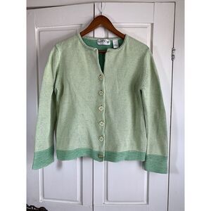 Orvis Cardigan Sweater Women's Sz Medium Classic Green Easter St Patrick's Coast